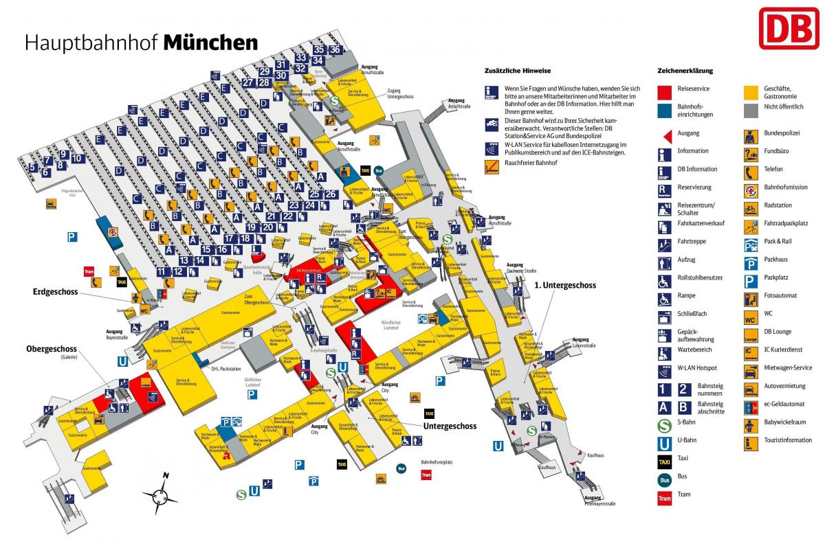 Kort over münchen hbf station