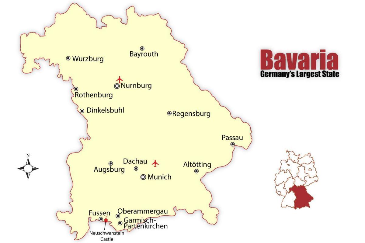 Kort over tyskland, der viser, münchen