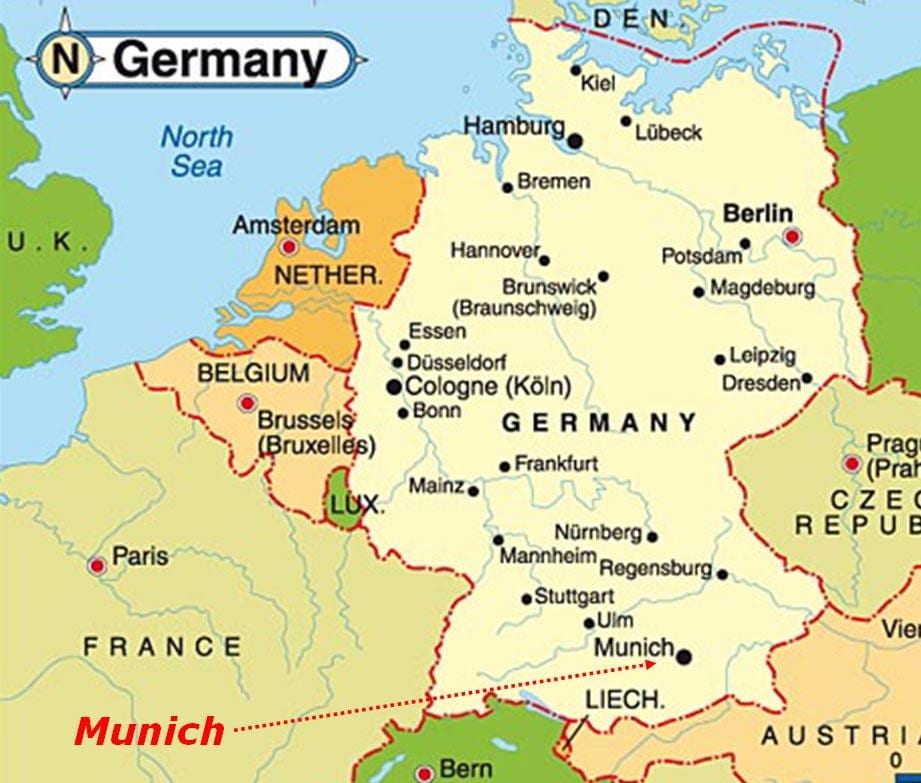 Kort over münchen europa