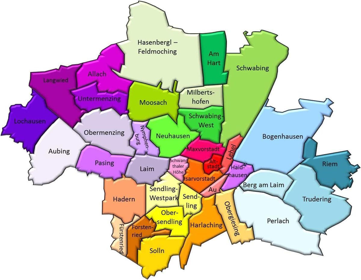 münchen distrikter kort