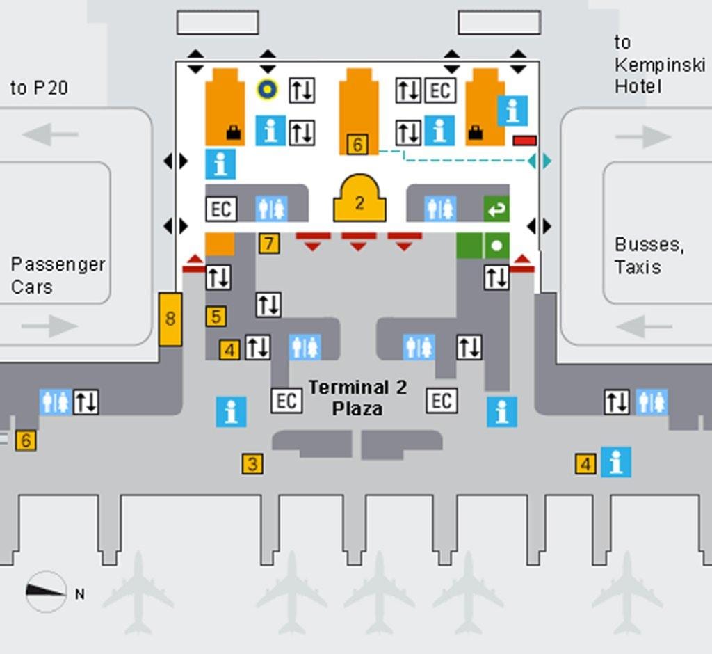 Kort over münchen lufthavn ankomst