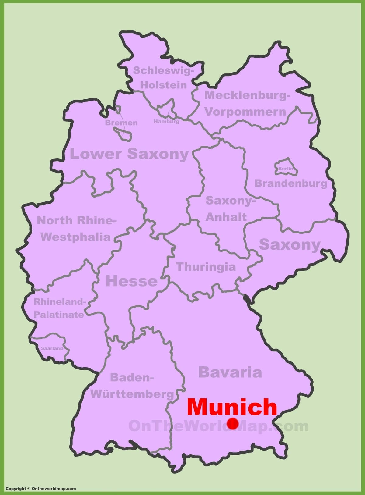 Kort over münchen beliggenhed