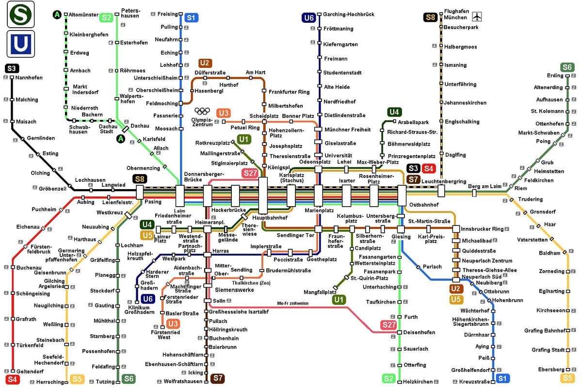münchen s8 tog kort