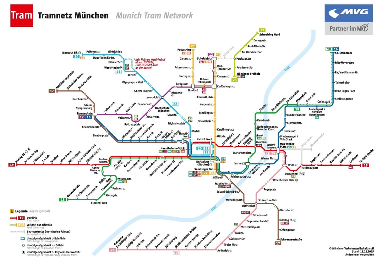 Kort over münchen sporvogn