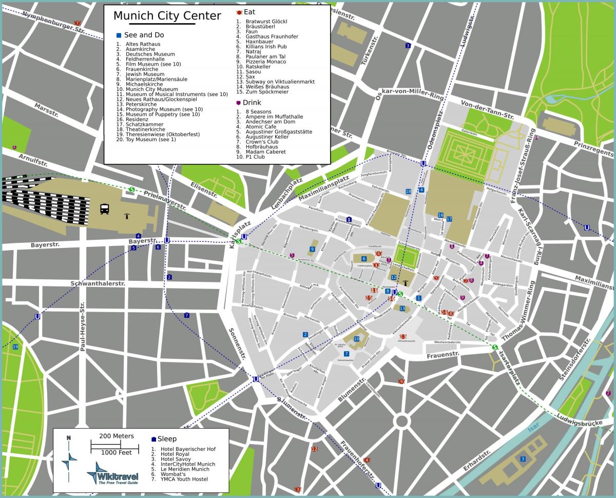 turist kort over münchen attraktioner